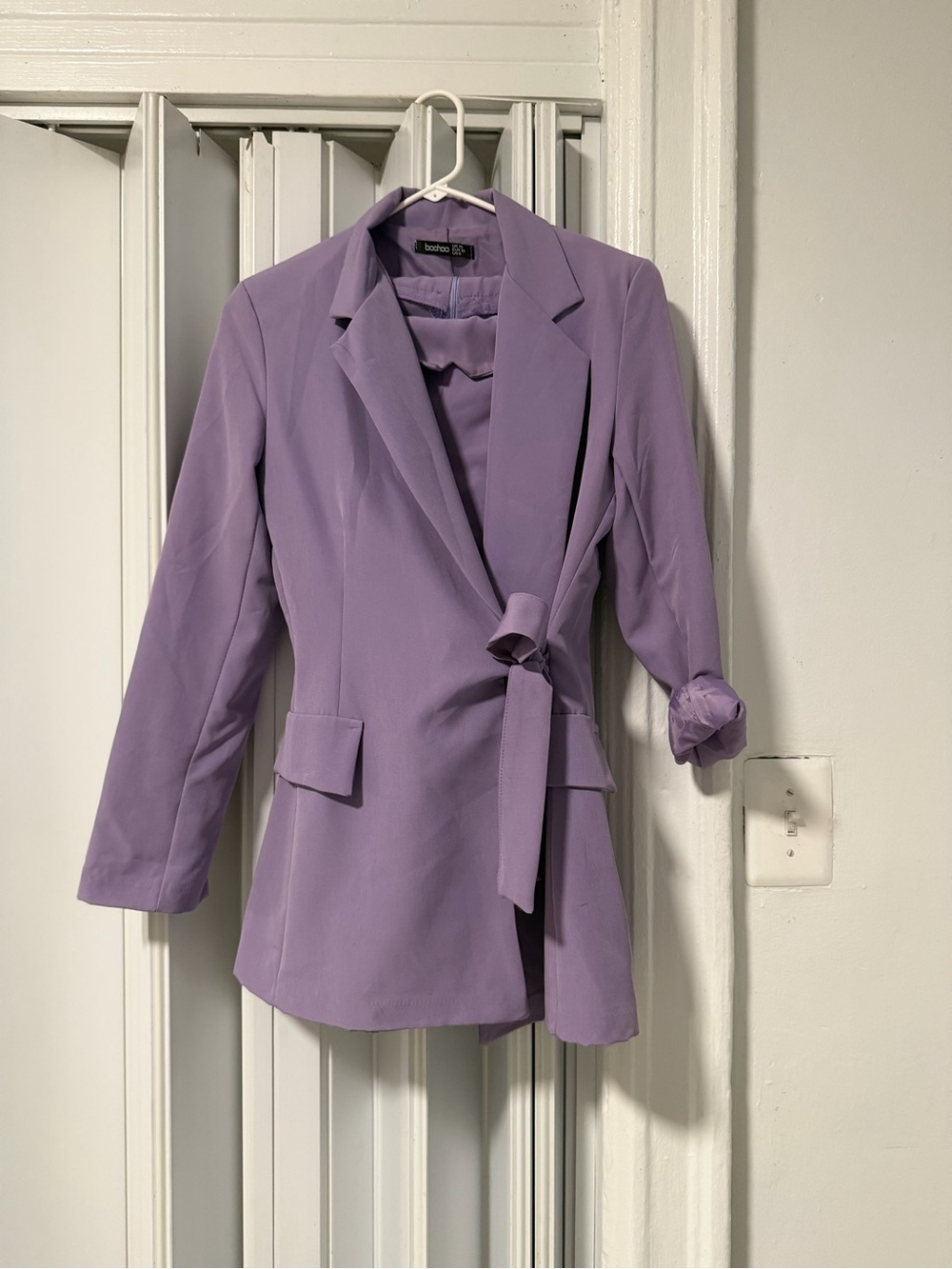 Boohoo Lilac Tie-Waist Blazer